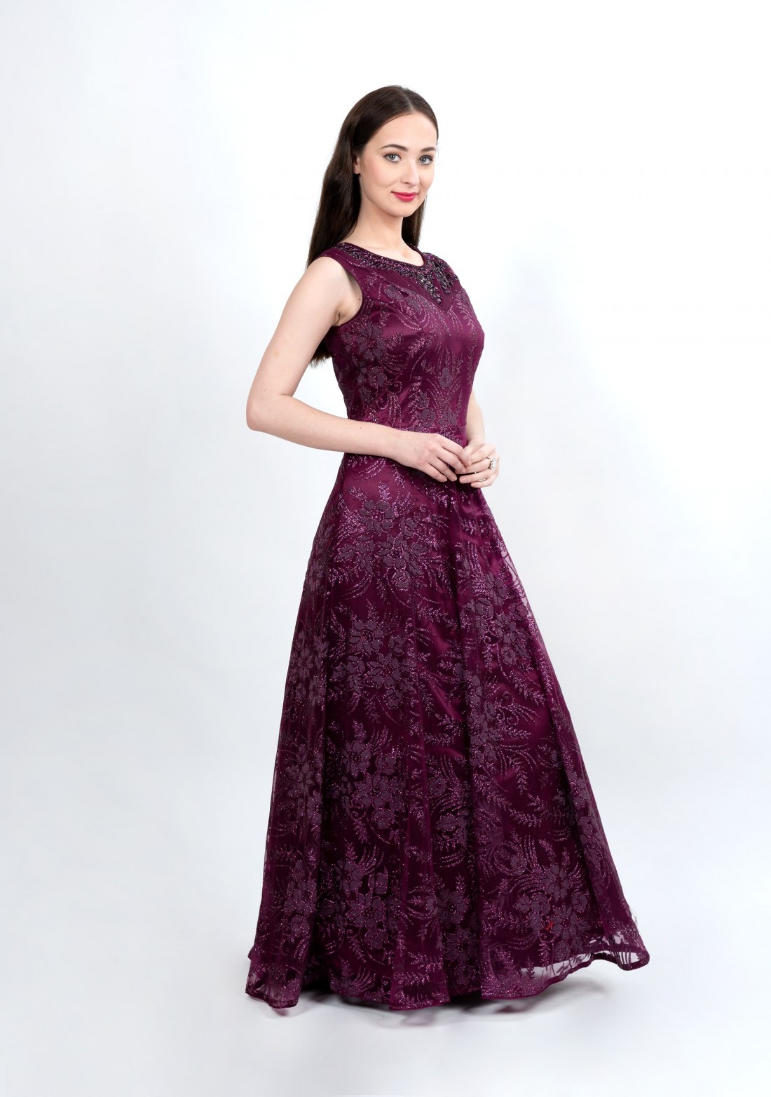 Wine Fit And Flare Maxi Dress - Buy ...